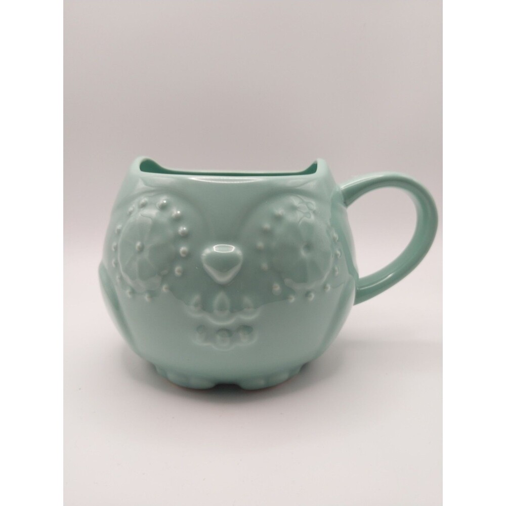 Owl Turquoise Blue Ceramic Large Soup Coffee Mug Cup Bowl 3D Owl New